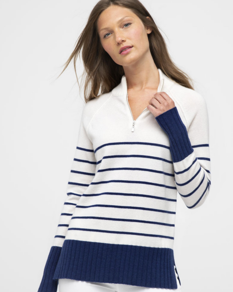Stripe Quarter Zip Mock