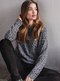 Cashmere Sweater with Leopard Print