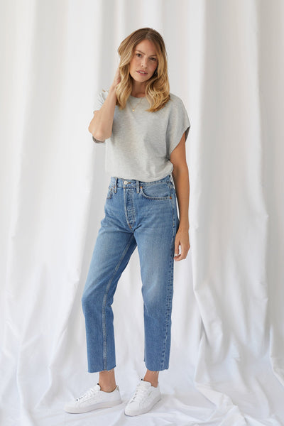 French Terry Semi-Relaxed Cap Sleeve Shirt - CREW S/S - Majestic Filatures North America