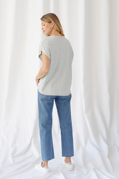 French Terry Semi-Relaxed Cap Sleeve Shirt - CREW S/S - Majestic Filatures North America