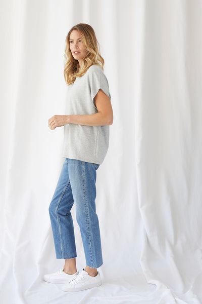 French Terry Semi-Relaxed Cap Sleeve Shirt - CREW S/S - Majestic Filatures North America