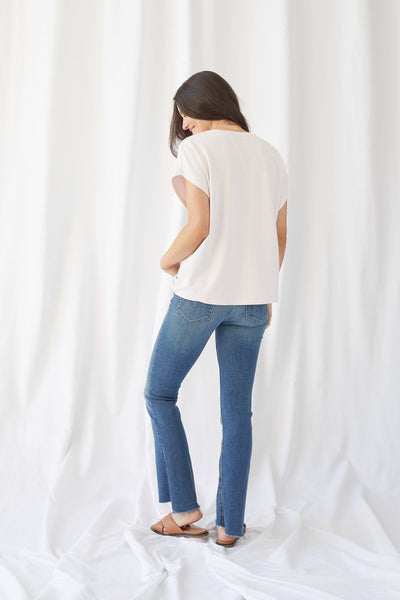 French Terry Semi-Relaxed Cap Sleeve Shirt - CREW S/S - Majestic Filatures North America