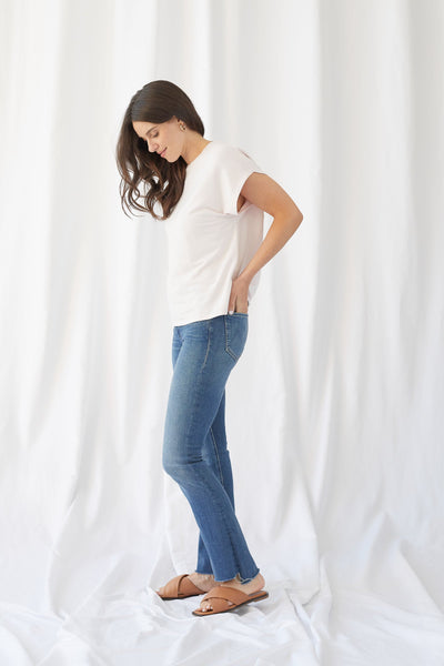 French Terry Semi-Relaxed Cap Sleeve Shirt - CREW S/S - Majestic Filatures North America