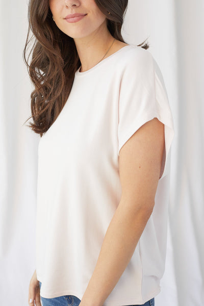 French Terry Semi-Relaxed Cap Sleeve Shirt - CREW S/S - Majestic Filatures North America