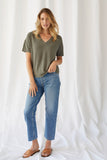 French Terry Semi-Relaxed Short Sleeve V-Neck Tee - V NECK S/S - Majestic Filatures North America