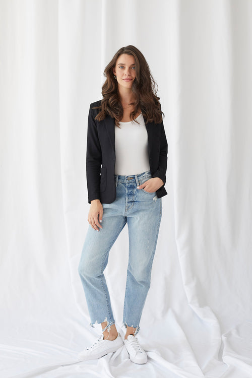 French Terry Brushed Fleece One-Button Blazer - BLAZER - Majestic Filatures North America
