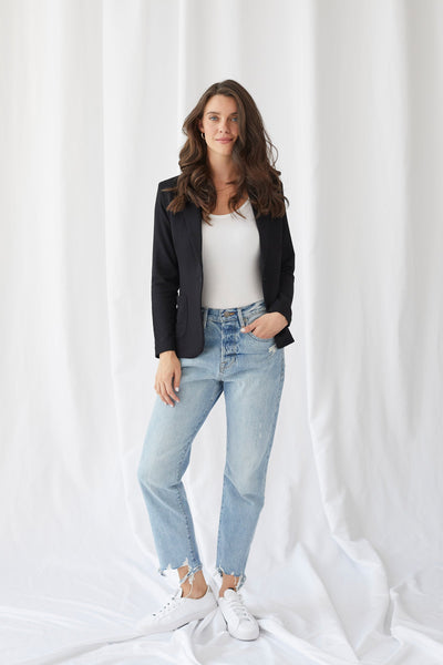 French Terry Brushed Fleece One-Button Blazer - BLAZER - Majestic Filatures North America