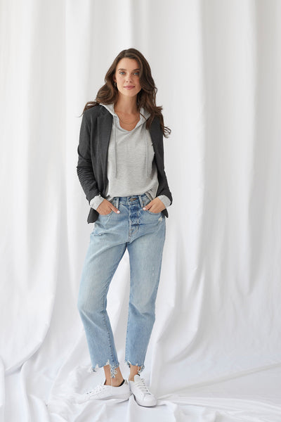 French Terry Brushed Fleece One-Button Blazer - BLAZER - Majestic Filatures North America