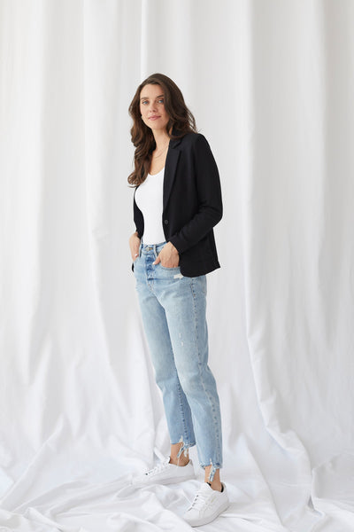 French Terry Brushed Fleece One-Button Blazer - BLAZER - Majestic Filatures North America