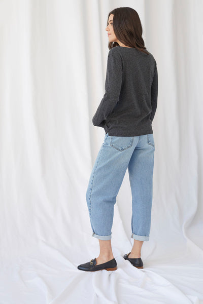 Cotton Cashmere Semi-Relaxed Long Sleeve Boatneck - BOATNECK L/S - Majestic Filatures North America