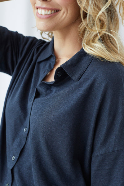 Linen Stretch Elbow Sleeve Chemise - SHIRT - Majestic Filatures North America