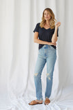 Linen Stretch Short Sleeve V-Neck Tee - V NECK S/S - Majestic Filatures North America