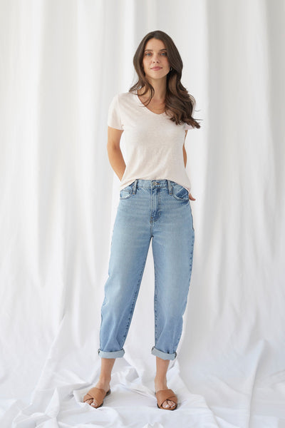 Linen Stretch Short Sleeve V-Neck Tee - V NECK S/S - Majestic Filatures North America