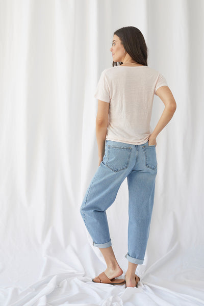 Linen Stretch Short Sleeve V-Neck Tee - V NECK S/S - Majestic Filatures North America