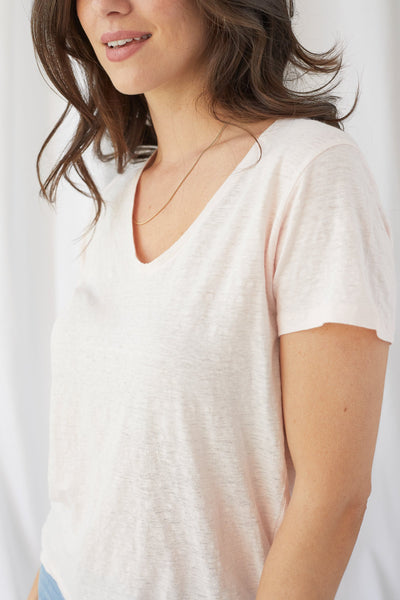 Linen Stretch Short Sleeve V-Neck Tee - V NECK S/S - Majestic Filatures North America