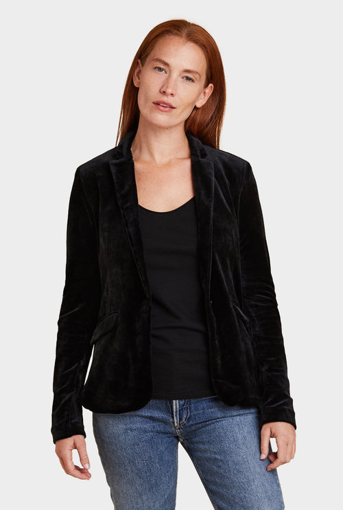 Velour One Button Blazer - Majestic Filatures Official Site of North America
