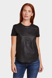 Leather Front S/S Crewneck - Majestic Filatures Official Site of North America