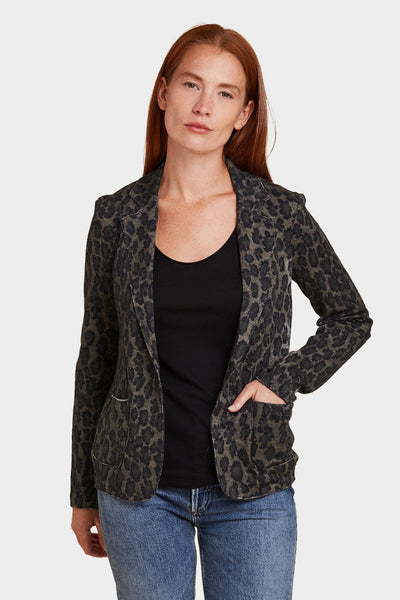 Leopard Print Cashmere Blazer - Majestic Filatures Official Site of North America