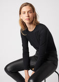 Cotton/Cashmere Long Sleeve Rolled Neckline Crewneck - CREW L/S - Majestic Filatures North America