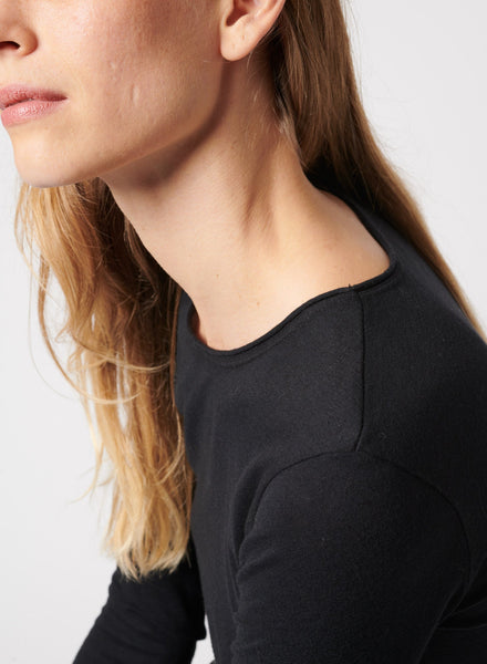 Cotton/Cashmere Long Sleeve Rolled Neckline Crewneck - CREW L/S - Majestic Filatures North America