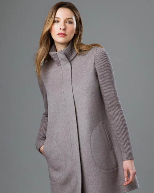 Rib Sleeve Zip Mock Coat